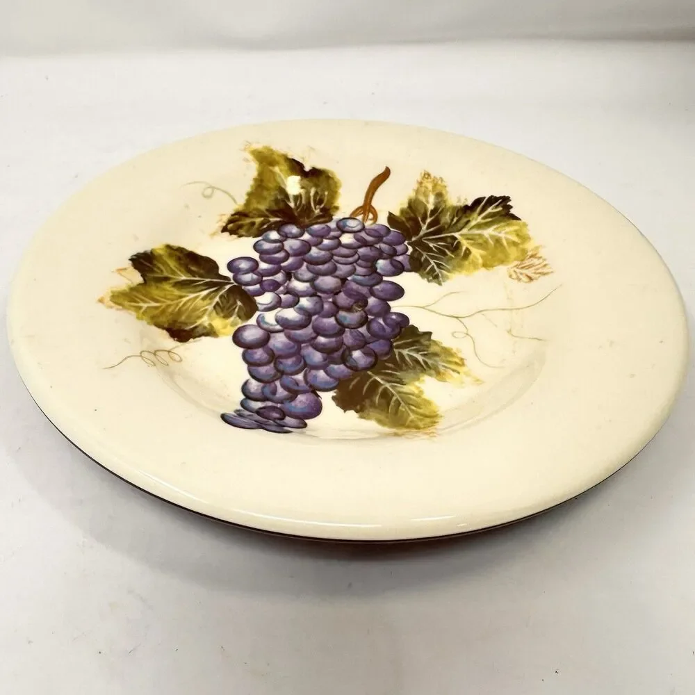 Tabletops Unlimited Cabernet Hand Painted Salad Plate Grape Tuscan Country 8.5